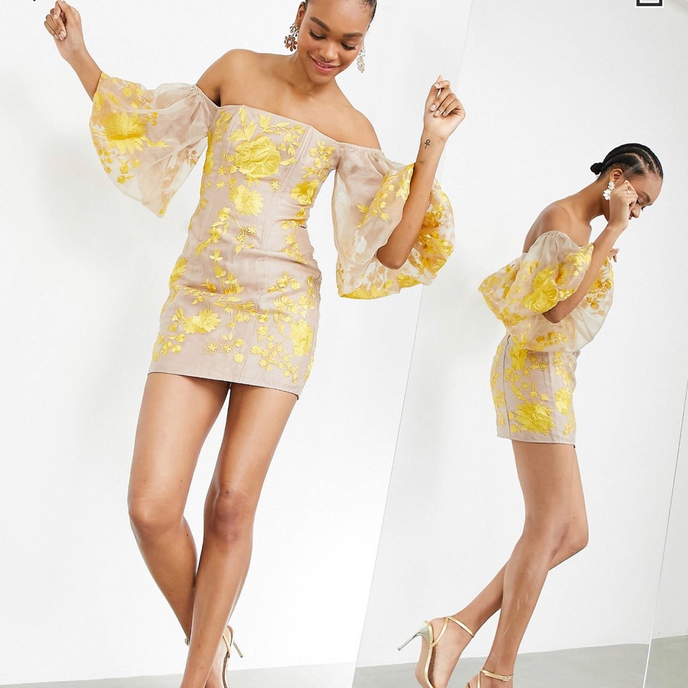 Asos edition embroidered organza midi dress